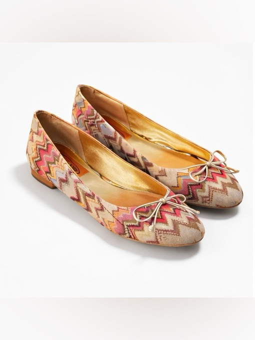 Missoni Pink Metallic Chevron Ballet Flats ~ 37 It / 7 Us